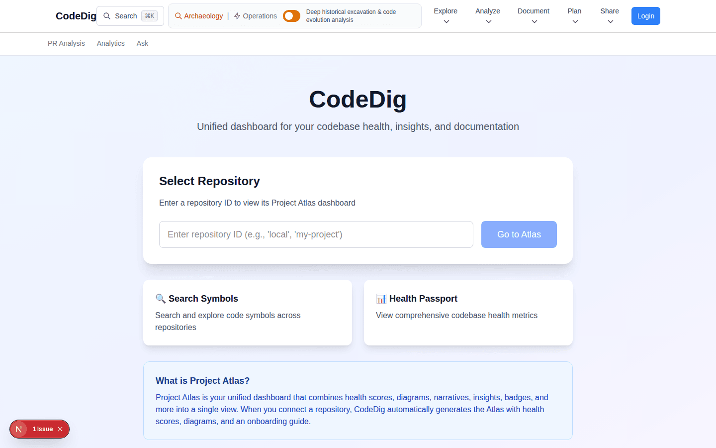 Unified Dashboard with codebase health metrics